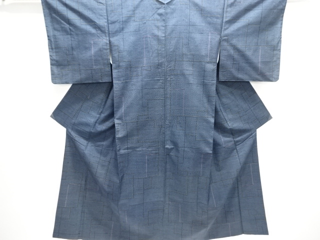 JAPANESE KIMONO / ANTIQUE KIMONO / SILK / TOKAMACHI TSUMUGI / WOVEN GEOMETRIC